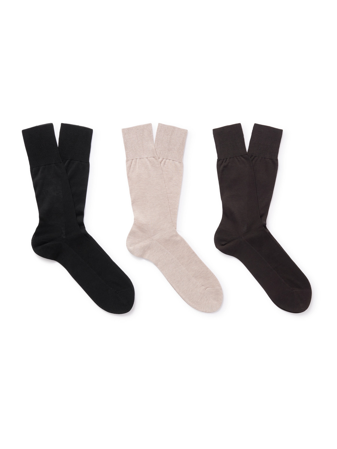 Falke No. 9 Pure Fil D´écosse Three-pack Cotton-blend Socks In Multi