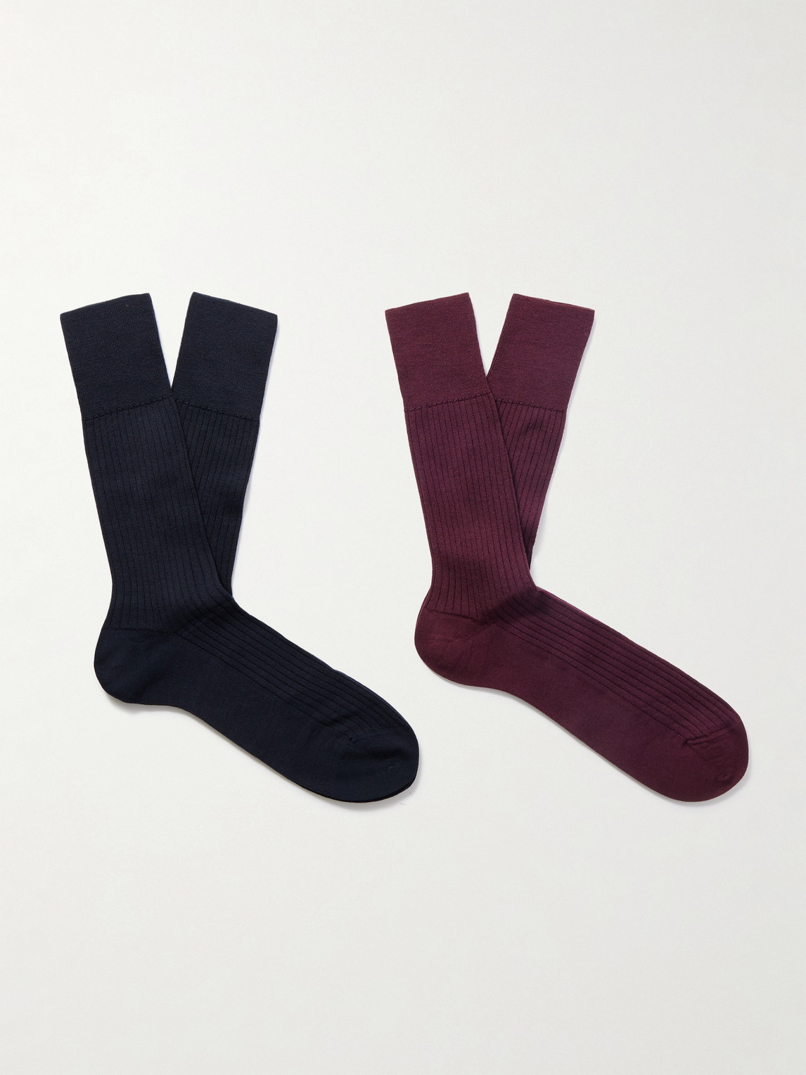 FALKE N7 Finest Two-Pack Ribbed Virgin Wool-Blend Socks - Men