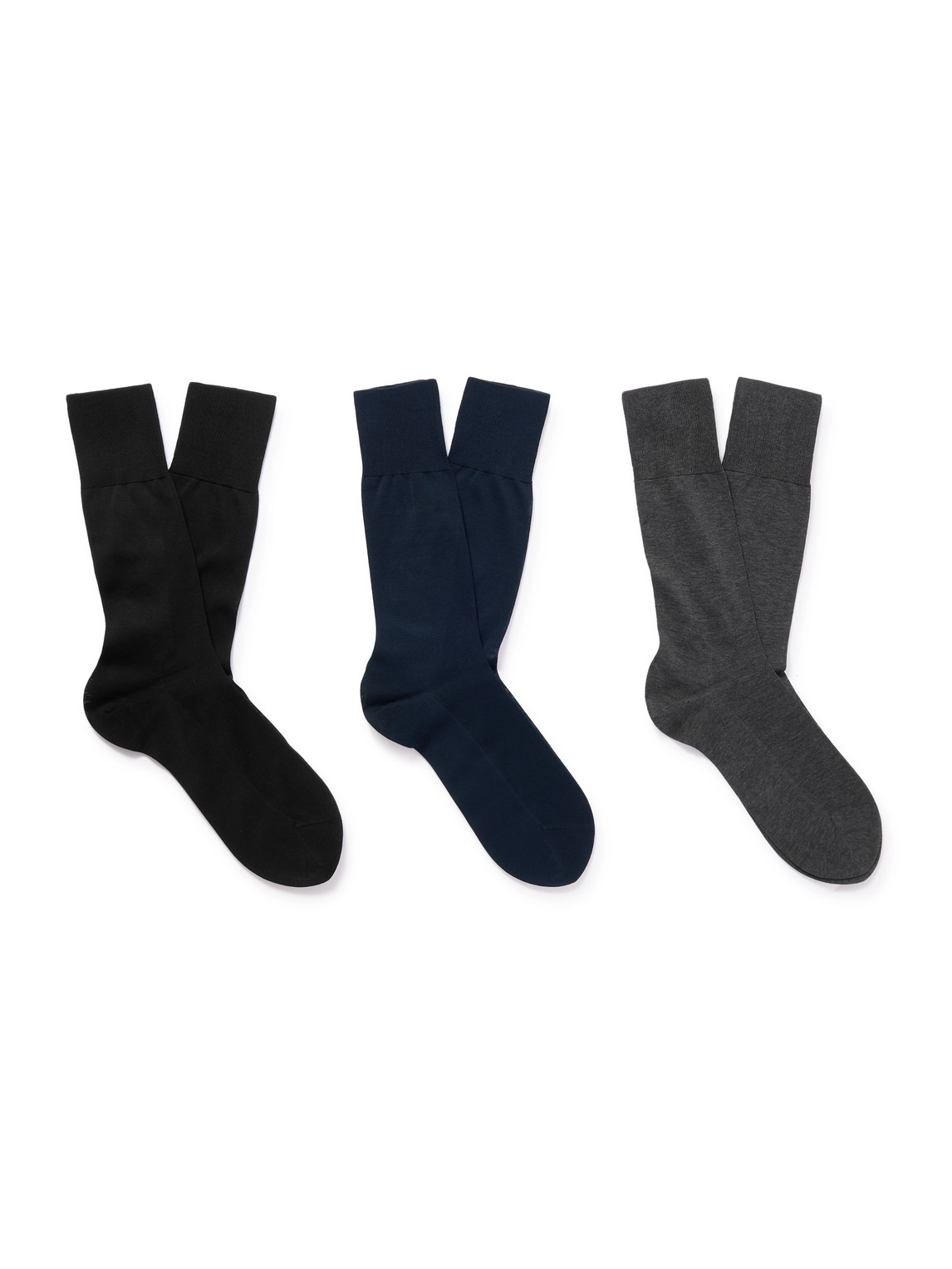 Falke No. 9 Pure Fil D´écosse Three-pack Cotton-blend Socks In Multi