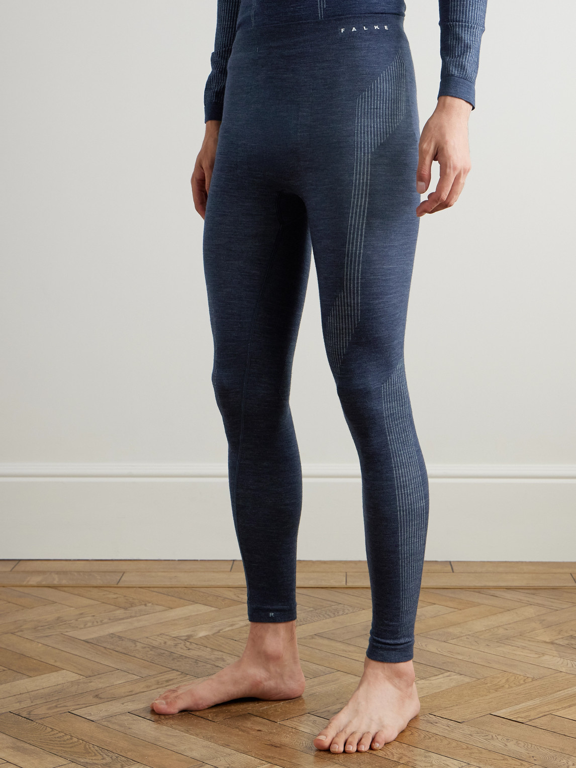  Falke - Printed Virgin Wool-blend Ski Tights - Men - Blue - M 