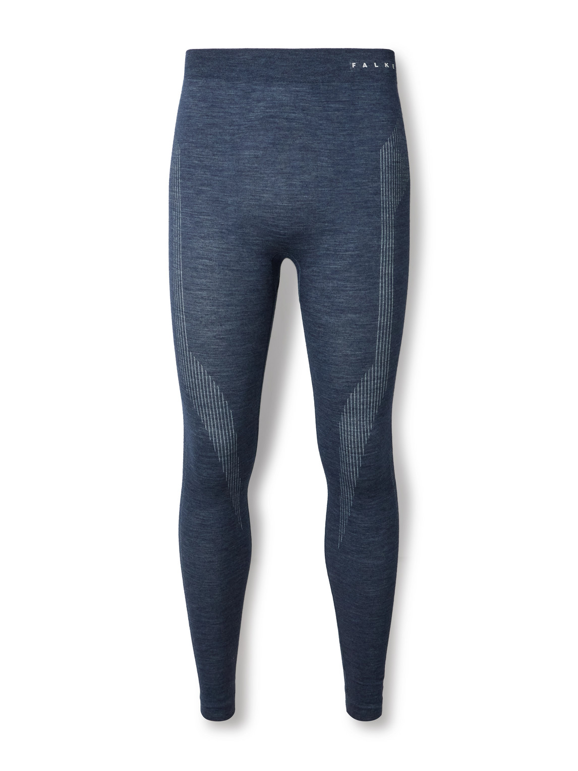 Falke Printed Virgin Wool-blend Ski Tights In Blue