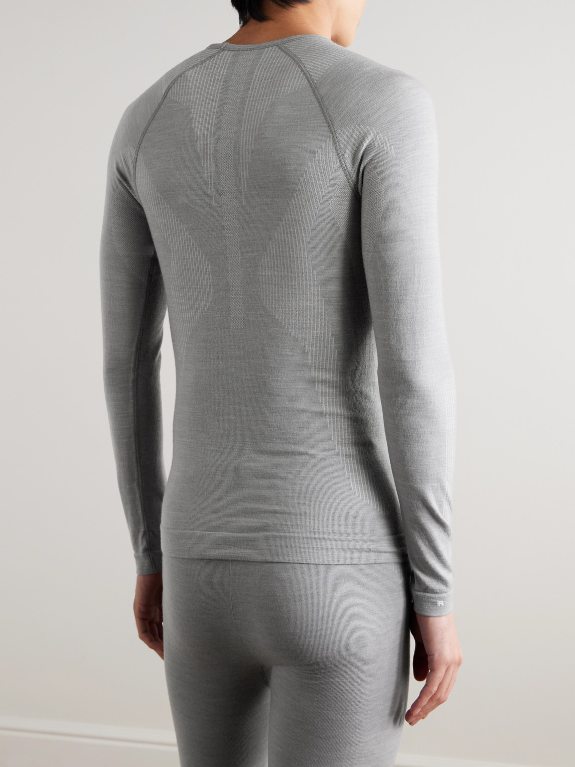  Falke - Printed Virgin Wool-blend Ski Base Layer - Men - Gray - S 