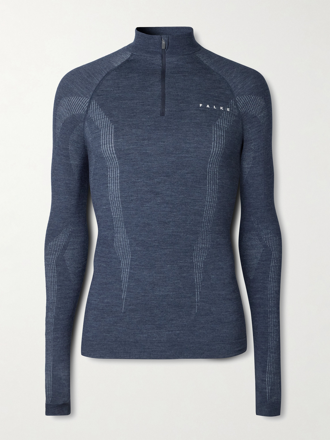 FALKE Printed Virgin Wool-Blend Half-Zip ki Base Layer - Men