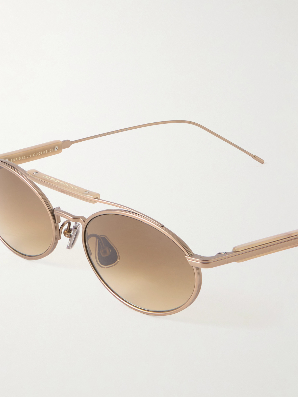  Brunello Cucinelli - Round-frame Gold-tone Sunglasses - Men - Brown 