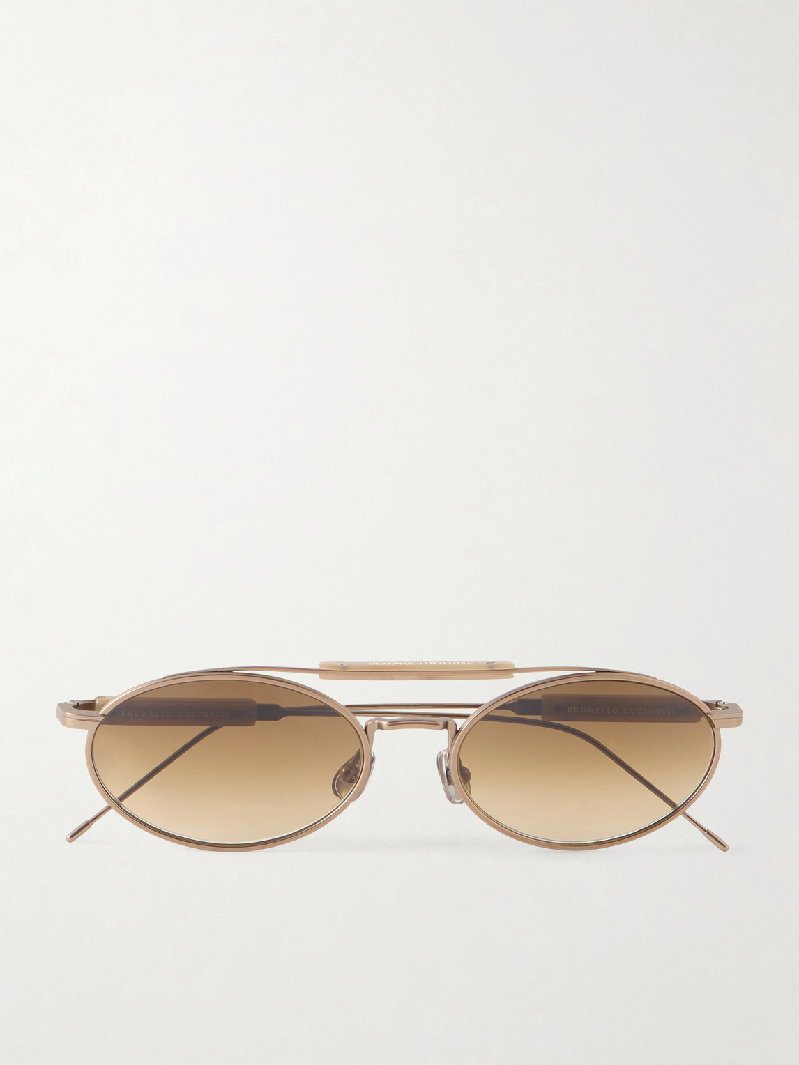 Brunello Cucinelli Round-Frame Gold-Tone Sunglasses - Men