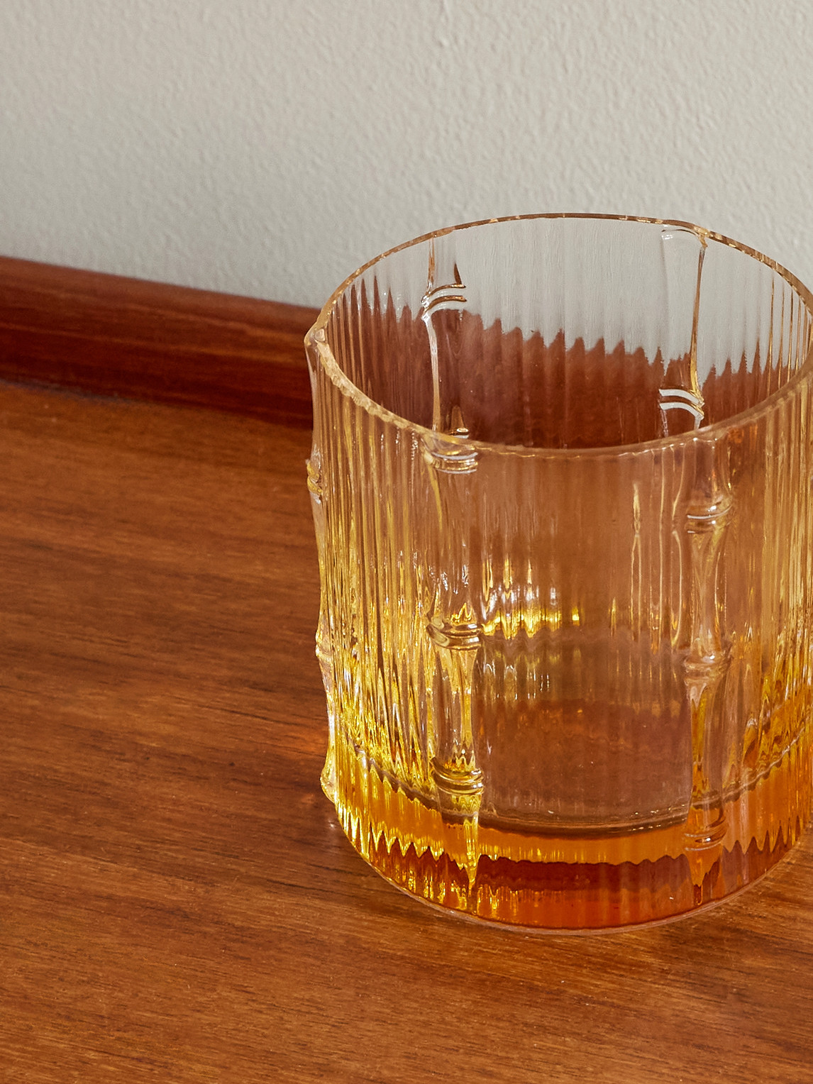  La Doublej - Bamboo Set Of Two Crystal Glass Tumblers - Men - Orange 