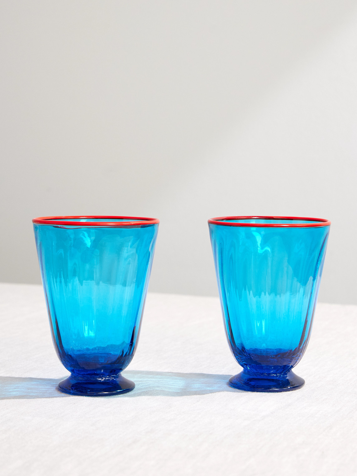 La Doublej Rainbow Set Of Two Murano Glasses In Blue