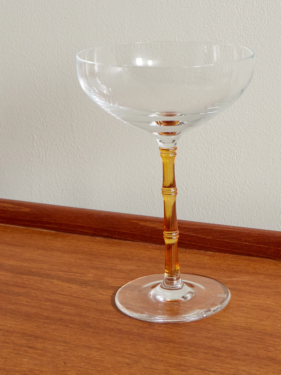 La Doublej Bamboo Set Of Two Crystal Glass Champagne Coupes In Transparent