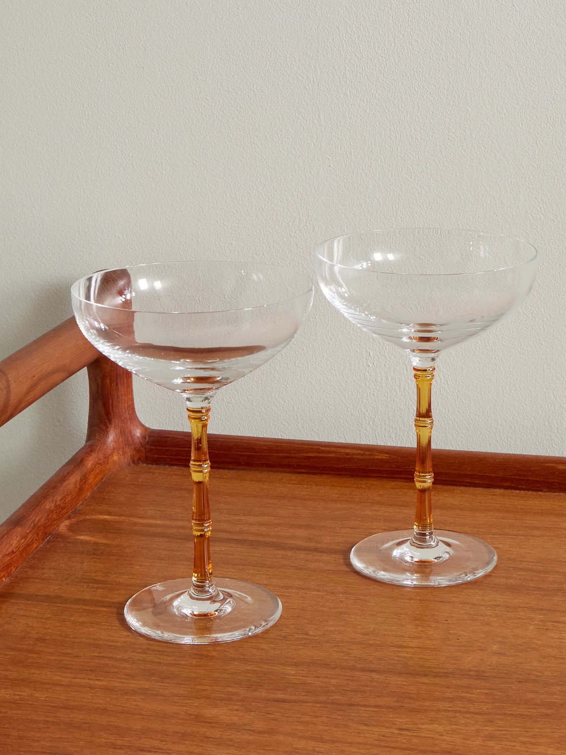 La DoubleJ – Bamboo Set of Two Crystal Glass Champagne Coupes
