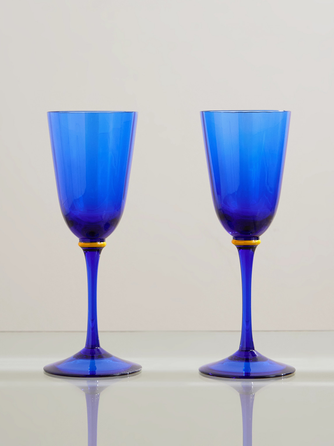 La Doublej Rainbow Set Of Two Murano Glass Wine Glasses In Blue