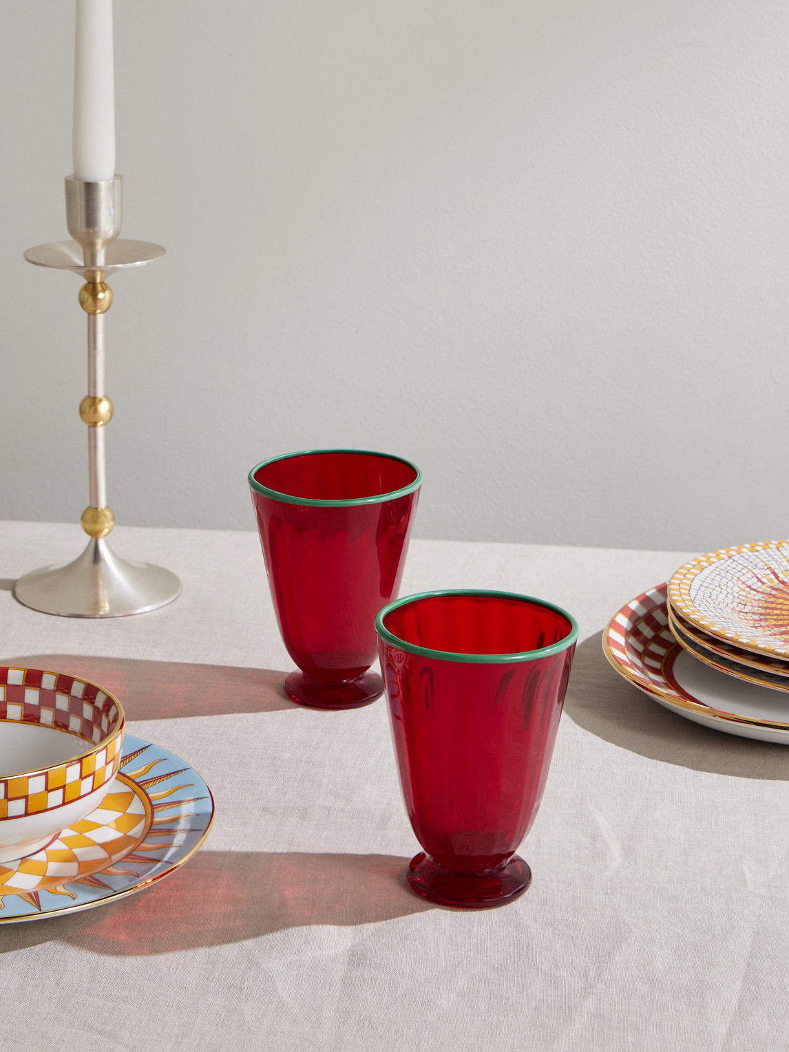 La Doublej Rainbow Set Of Two Murano Glasses In Red