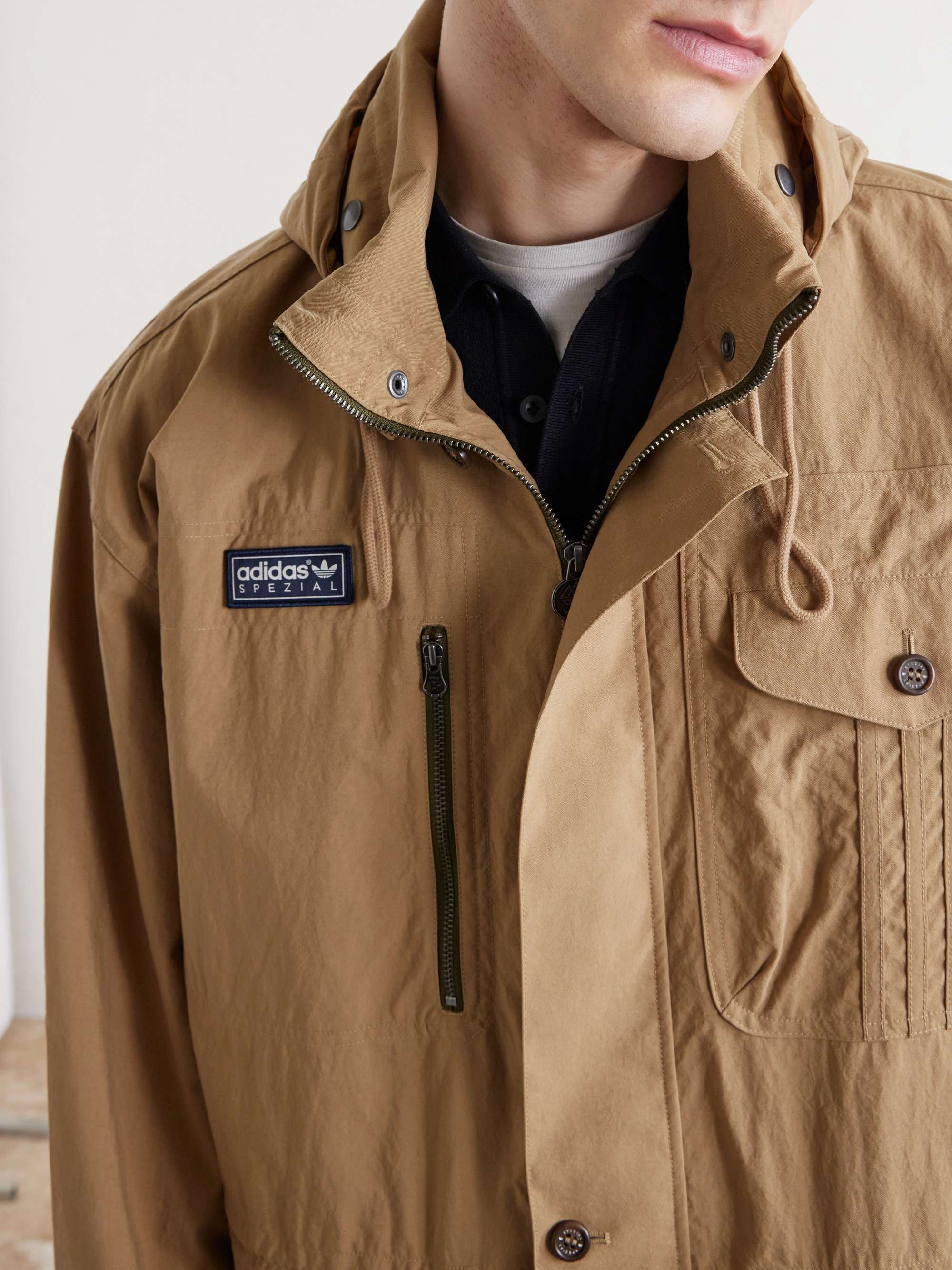 ADIDAS ORIGINALS Longridge Spzl Logo-Appliquéd Shell Hooded Jacket