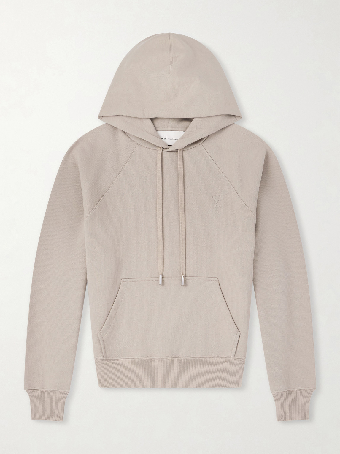 AMI Paris AMI PARIS - Logo-Embossed Stretch-Cotton Jersey Hoodie - Men - Neutrals - XS aus 100% Cotton in Neutrals