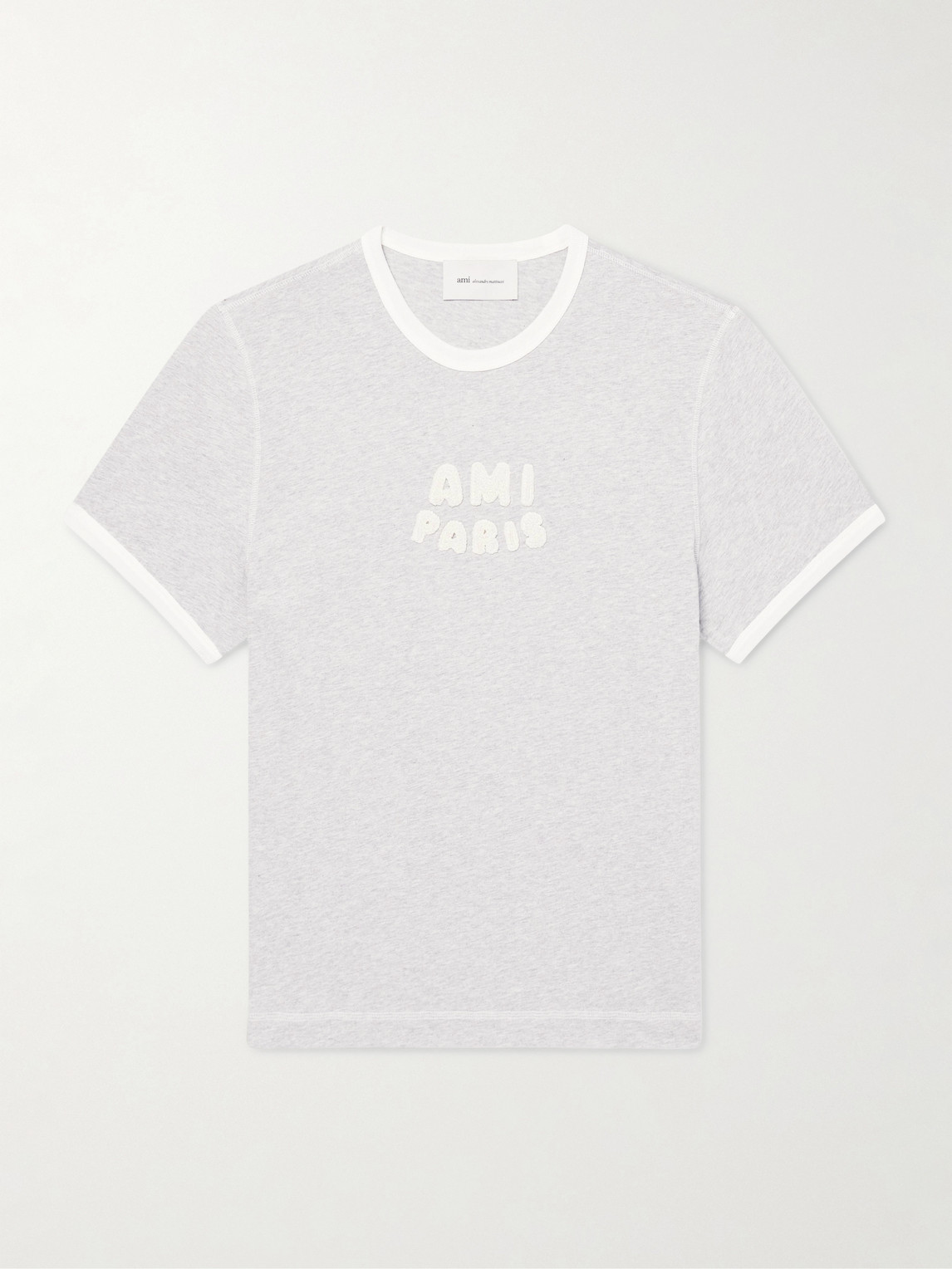 AMI Paris AMI PARIS - Logo-Embroidered Cotton-Jersey T-Shirt - Men - Gray - XS aus 100% Cotton in Gray