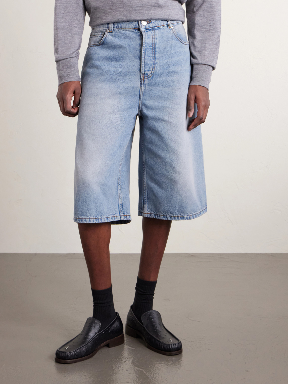  Ami Paris - Straight-leg Denim Shorts - Men - Blue - Uk/us 28 