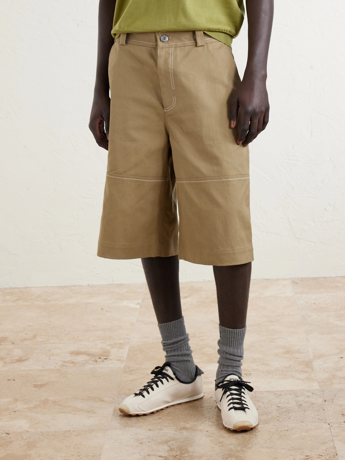  Ami Paris - Worker Cotton-canvas Bermuda Shorts - Men - Neutrals - Xs 