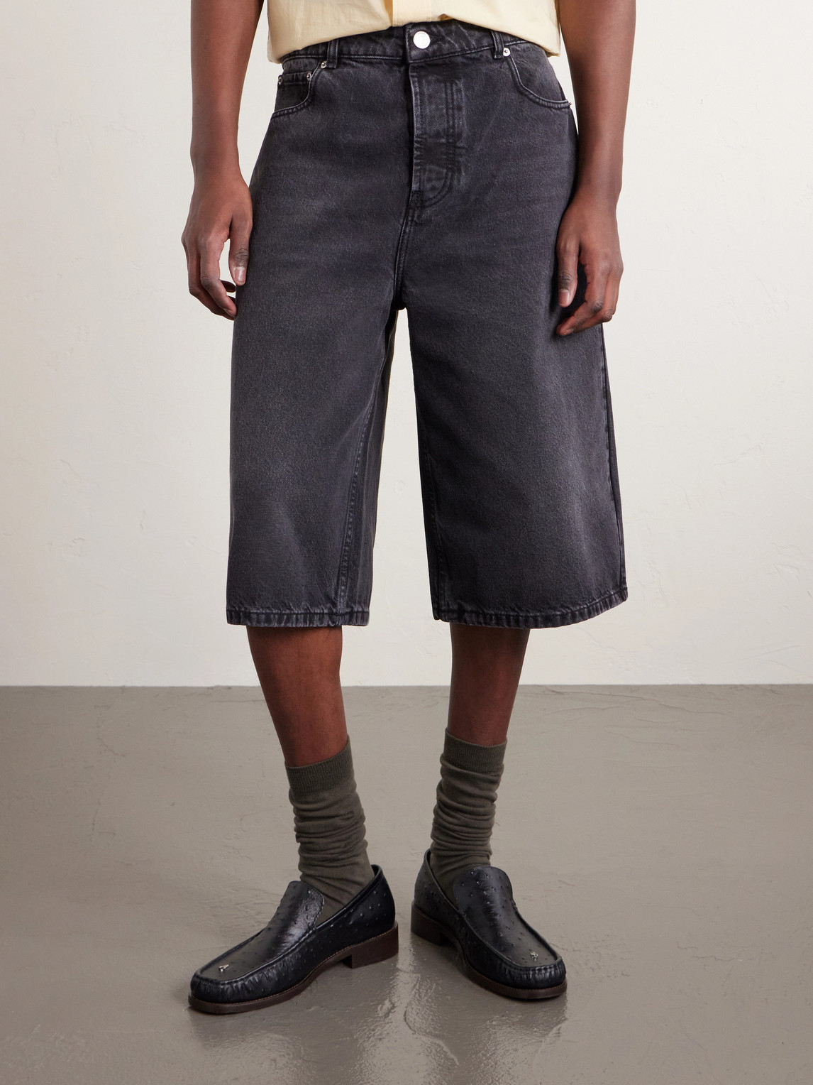  Ami Paris - Straight-leg Denim Shorts - Men - Black - Uk/us 28 