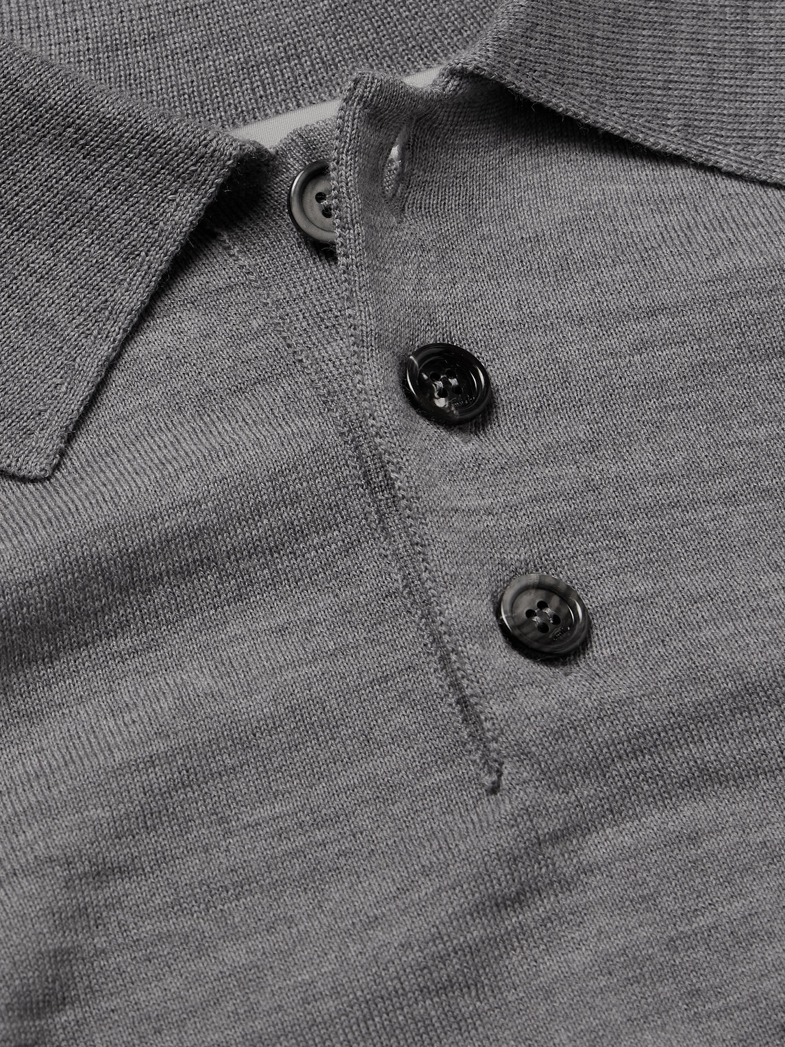  Ami Paris - Logo-embroidered Merino Wool Polo Shirt - Men - Gray - S 
