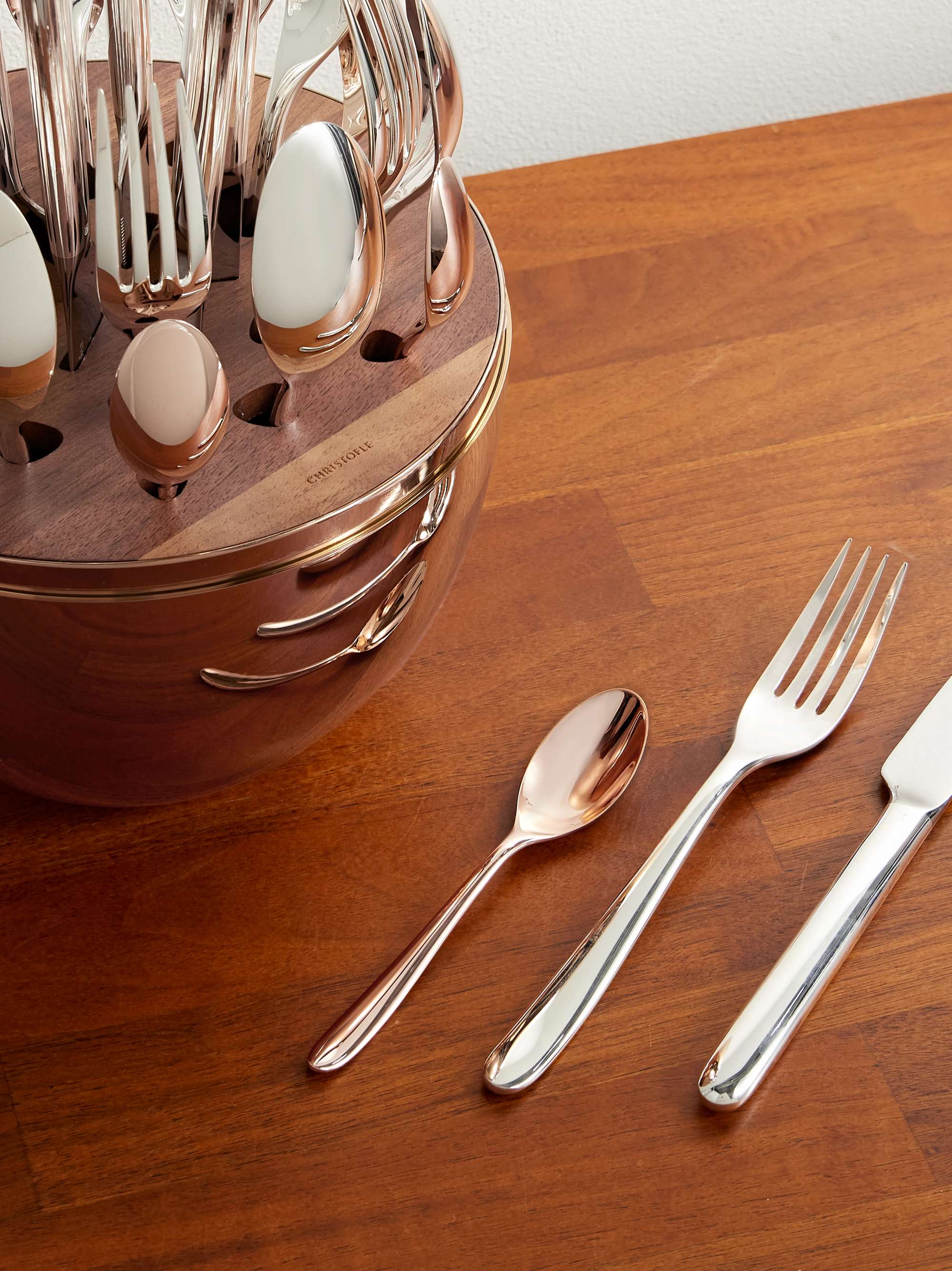 CHRISTOFLE Set of 24 Pink Gold-Tone Cutlery