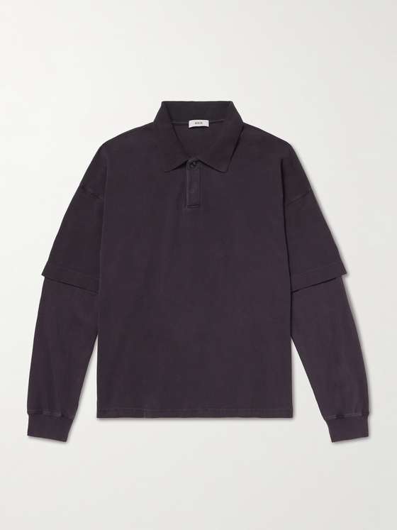 Agolde Curren Layered Cotton-Piqué Polo Shirt