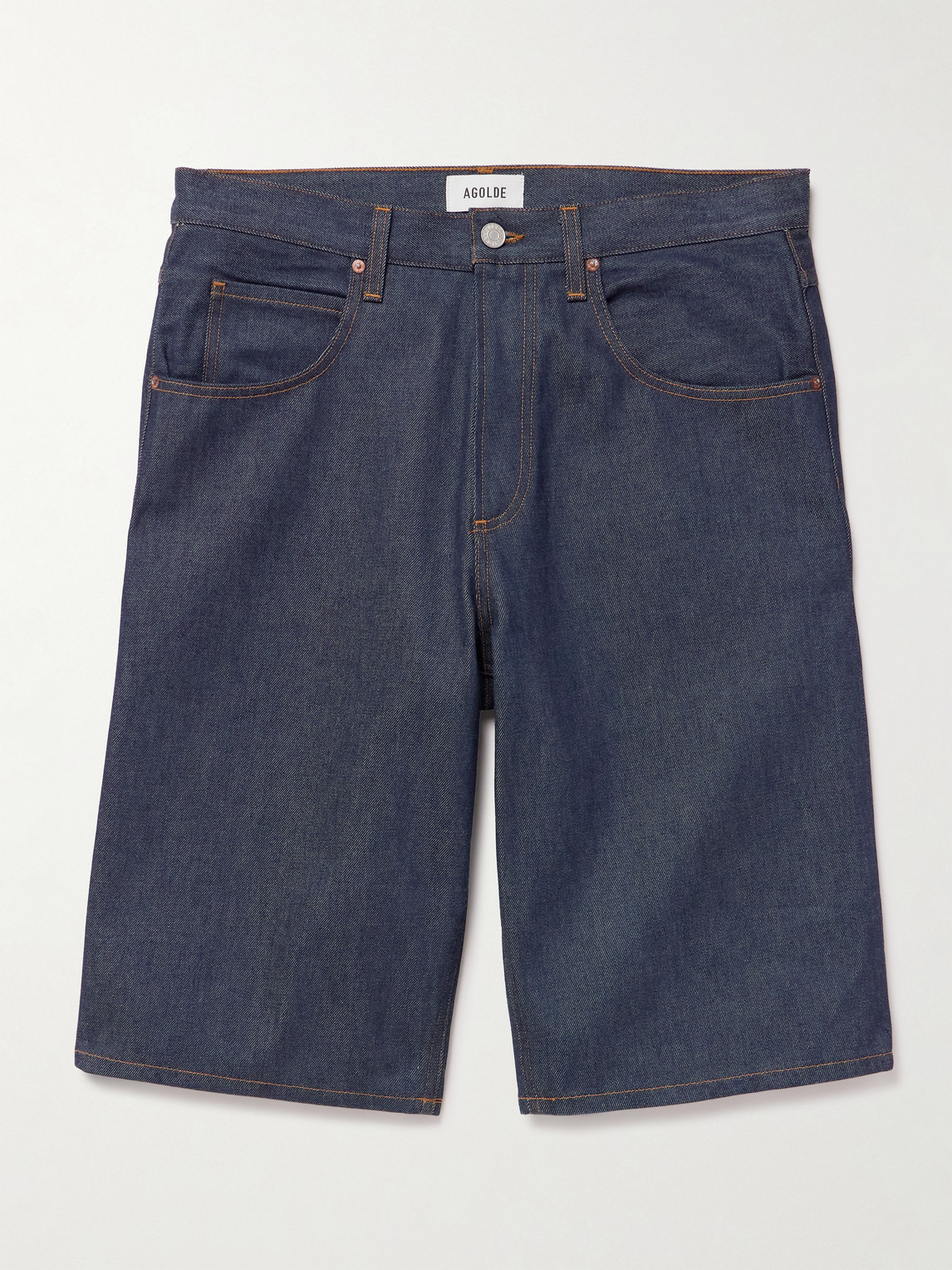 Agolde Fusion Wide-leg Denim Shorts In Blue