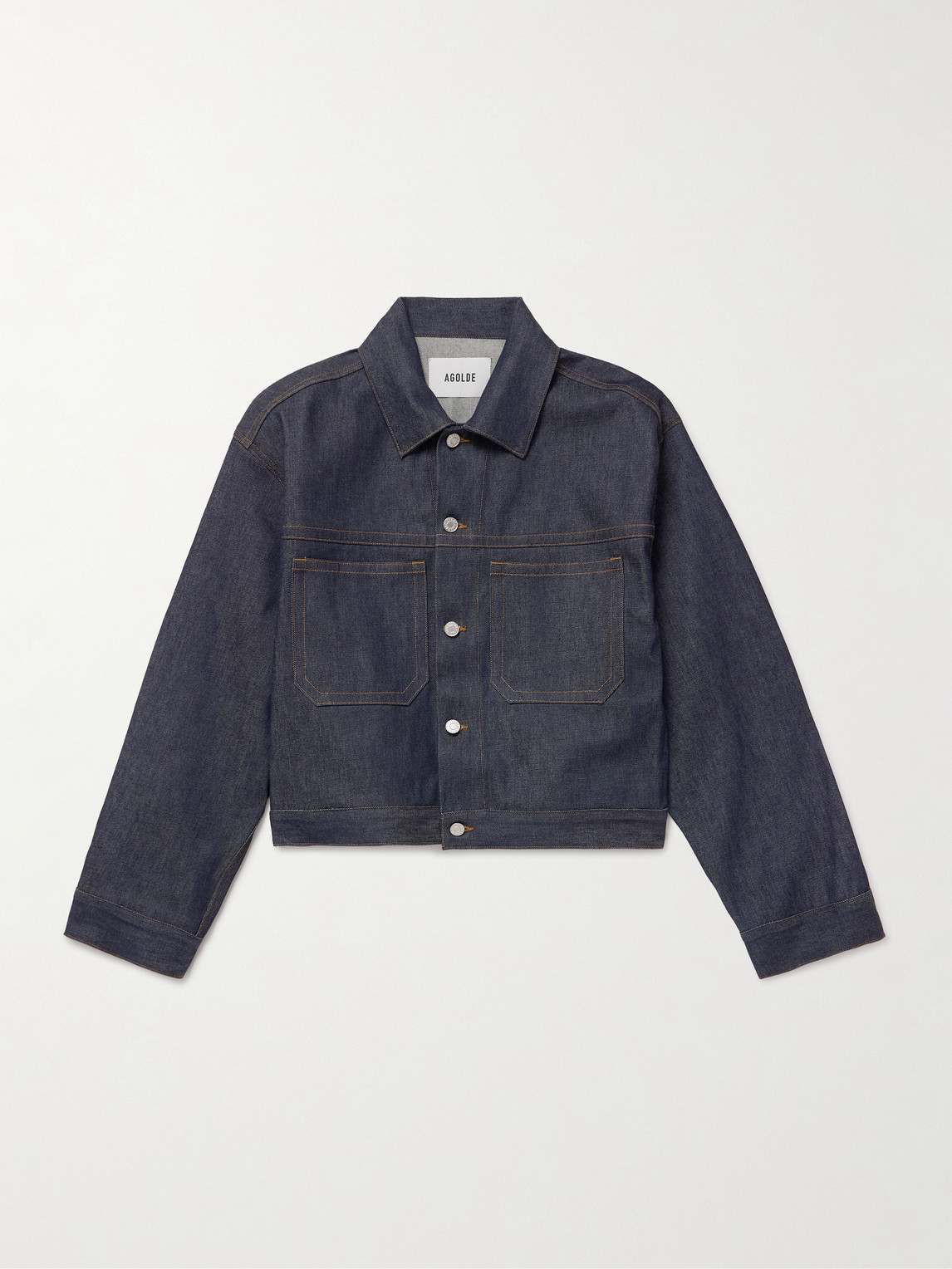 Agolde Blaze Oversized Cropped Denim Jacket In Blue