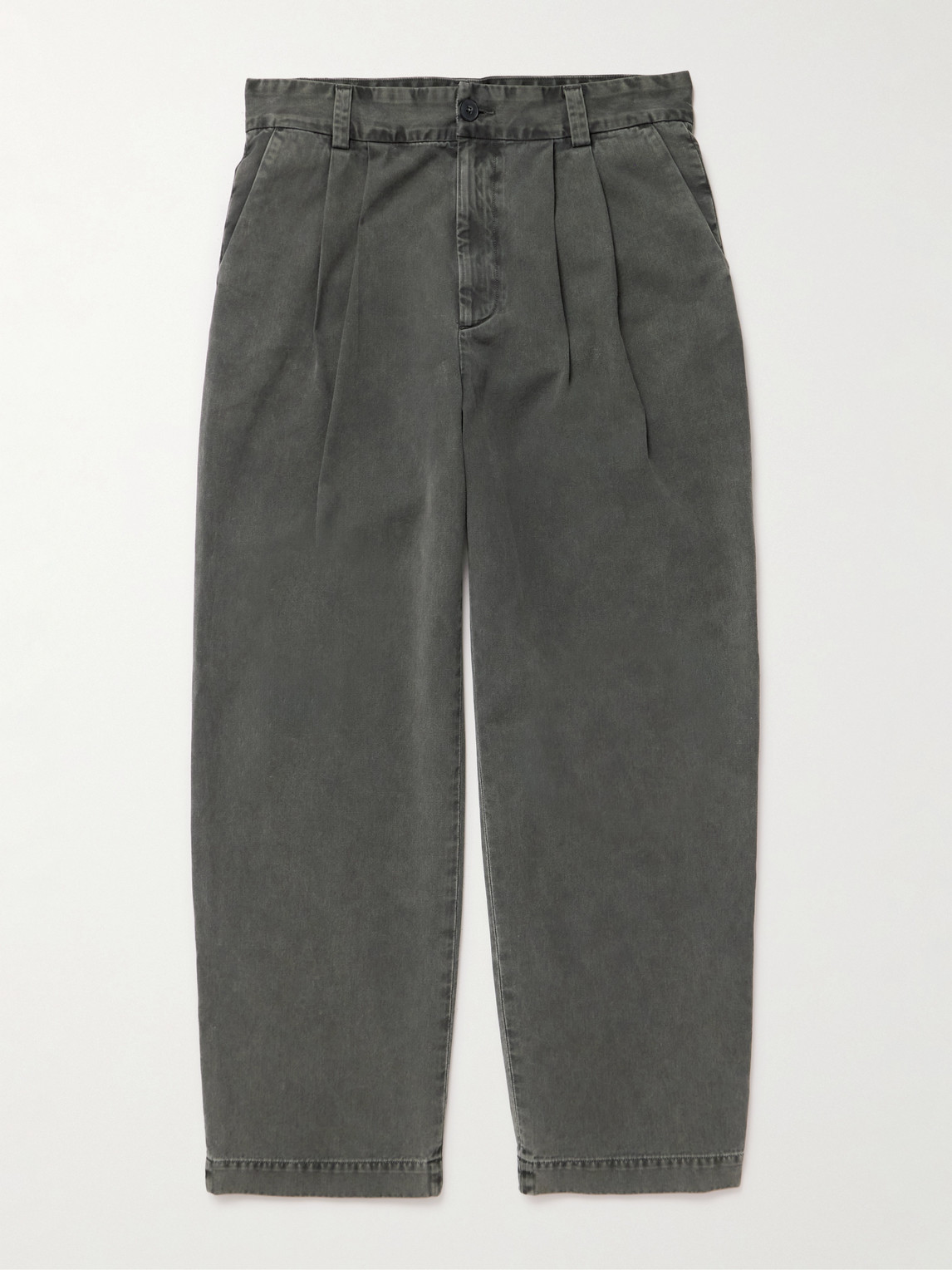 Agolde Slater Tapered Pleated Cotton-twill Trousers In Gray