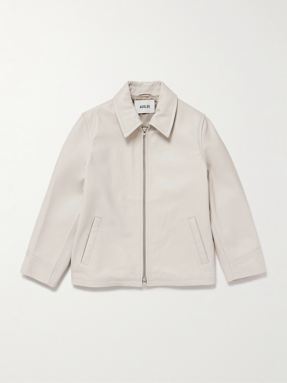 Agolde Chadwick Full-grain Leather Jacket In Neutral