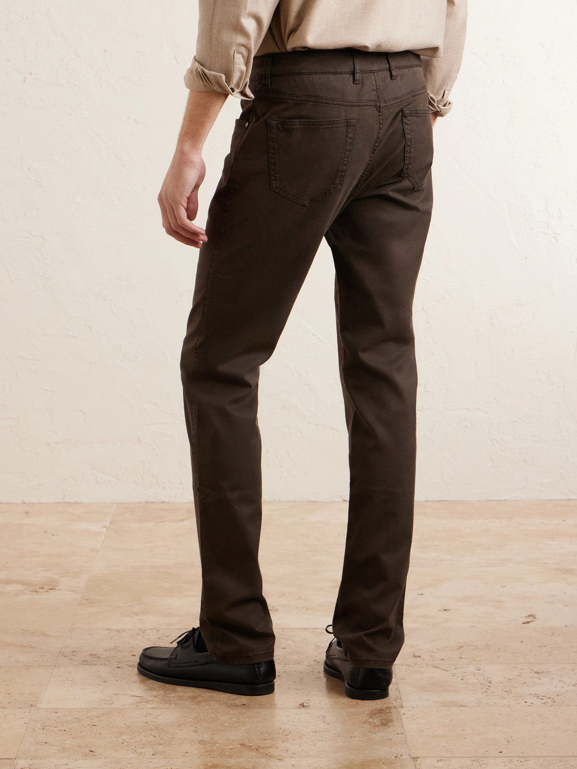 Straight-Leg Cotton-Blend Twill Trousers Slim-Fit