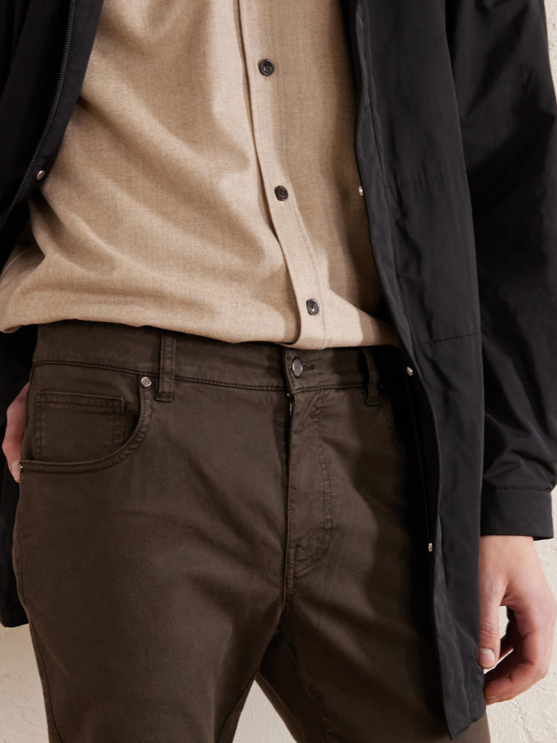 Straight-Leg Cotton-Blend Twill Trousers Slim-Fit