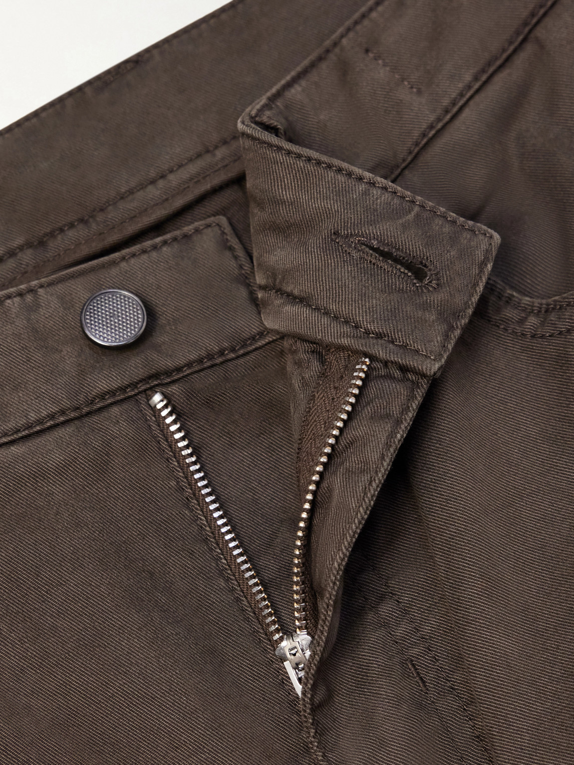 Straight-Leg Cotton-Blend Twill Trousers Slim-Fit