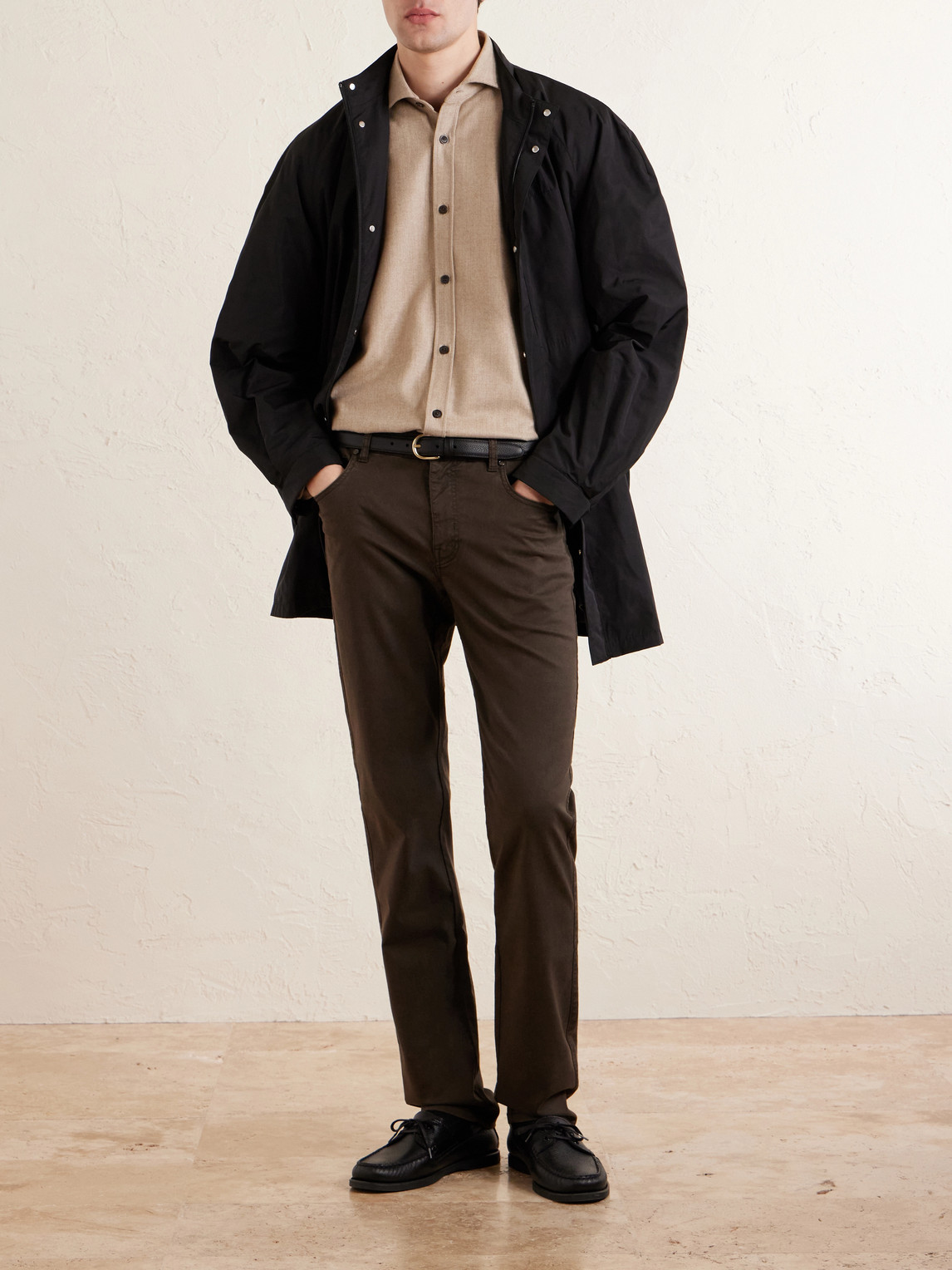 Straight-Leg Cotton-Blend Twill Trousers Slim-Fit
