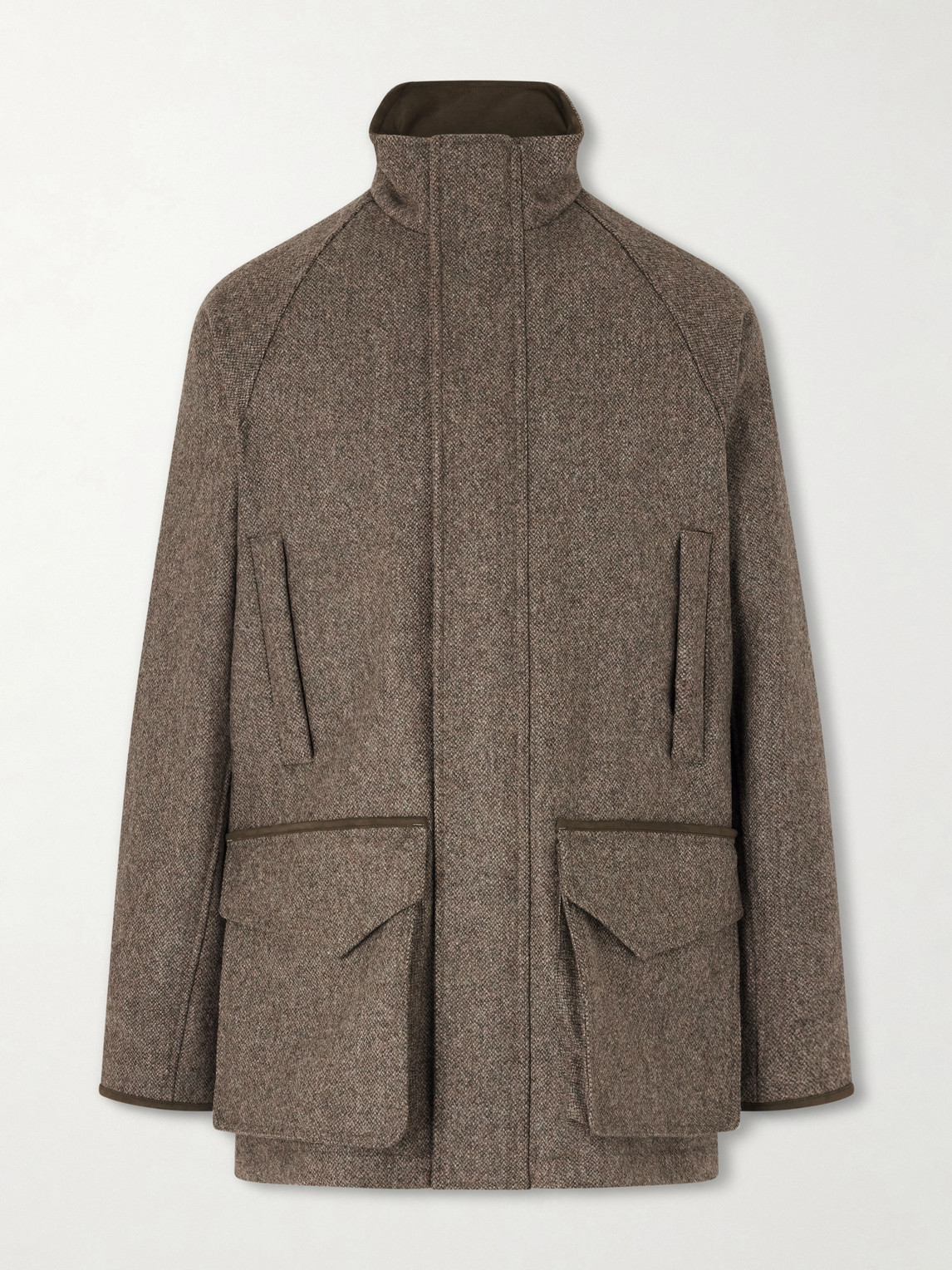Purdey Leather-Trimmed Wool Tweed Field Jacket - Men