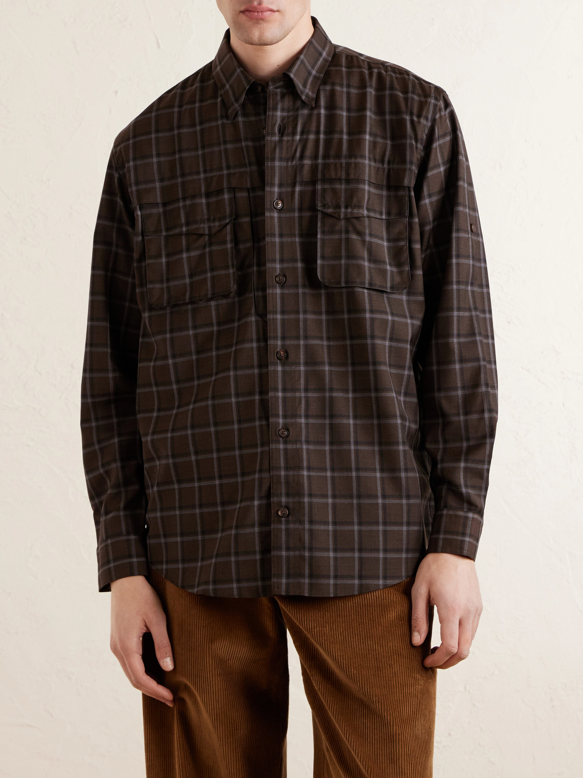  Purdey - Checked Wool Shirt - Men - Brown - Uk/us 15 