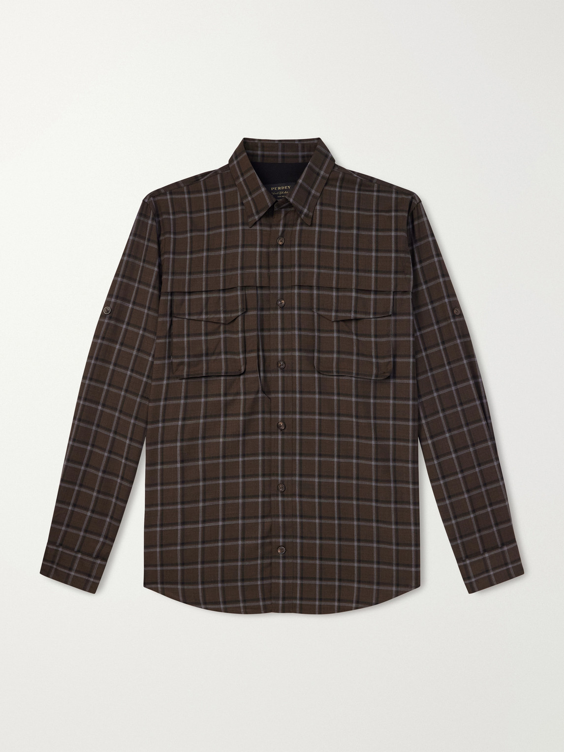 Purdey Checked Wool Shirt In Brown