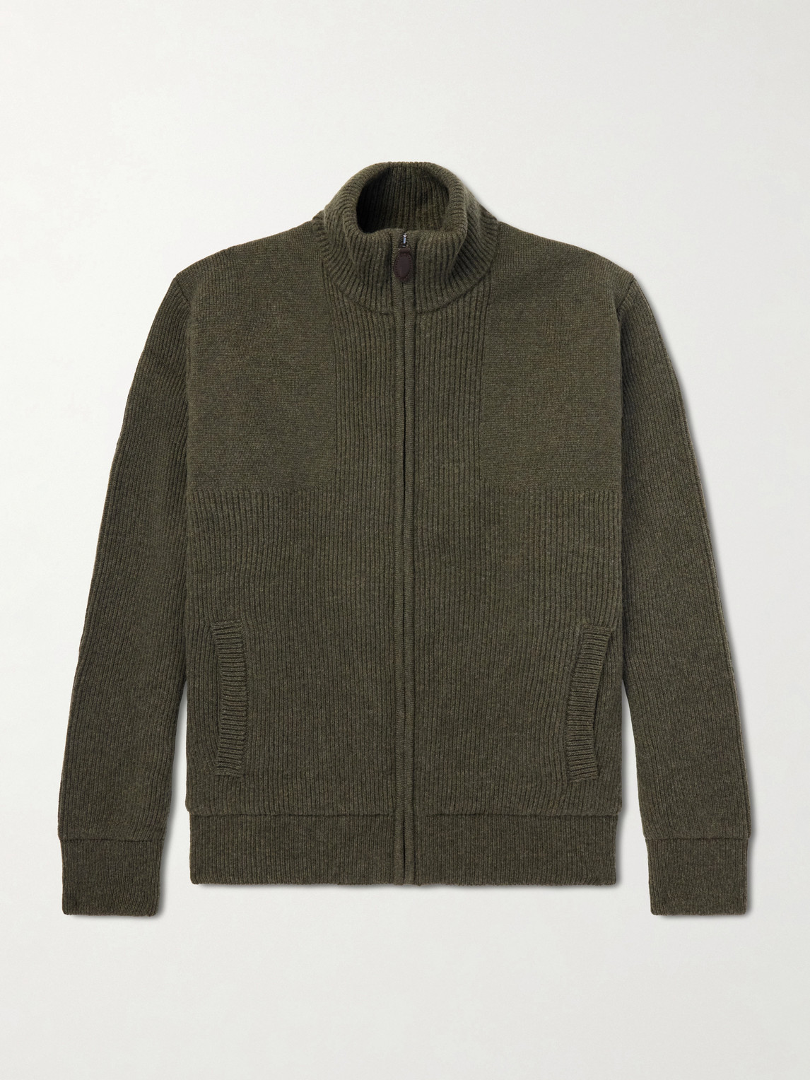 Purdey Orkney Ribbed-knit Wool Zip-up Cardigan In Green