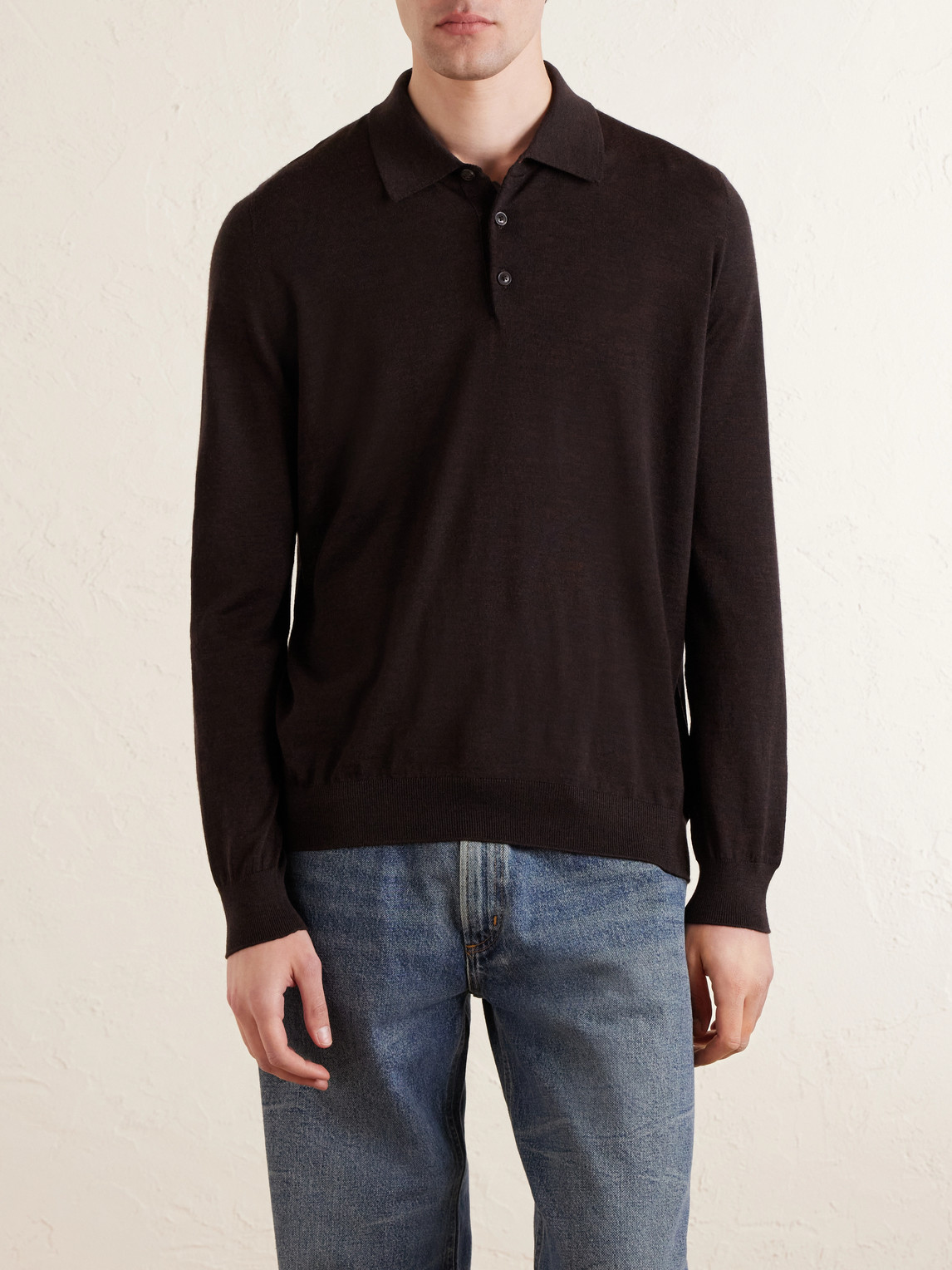  Purdey - Wool Polo Shirt - Men - Brown - S 