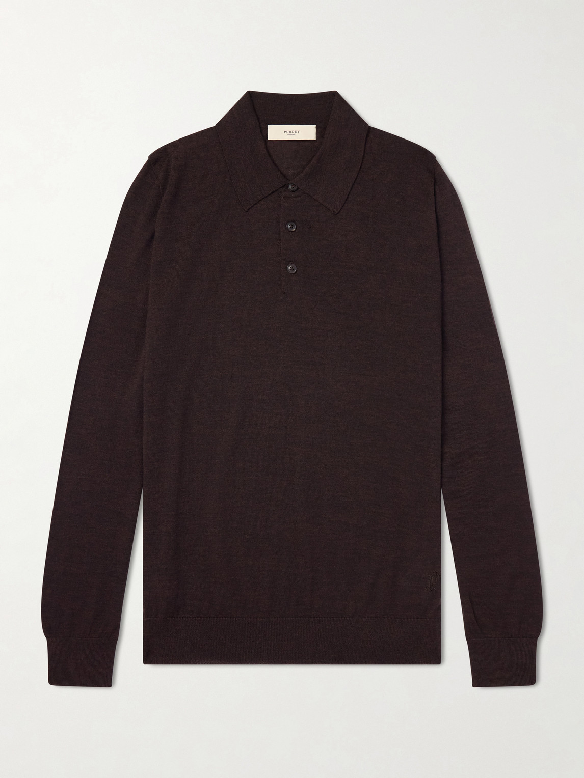 Purdey Logo-embroidered Wool Polo Shirt In Brown