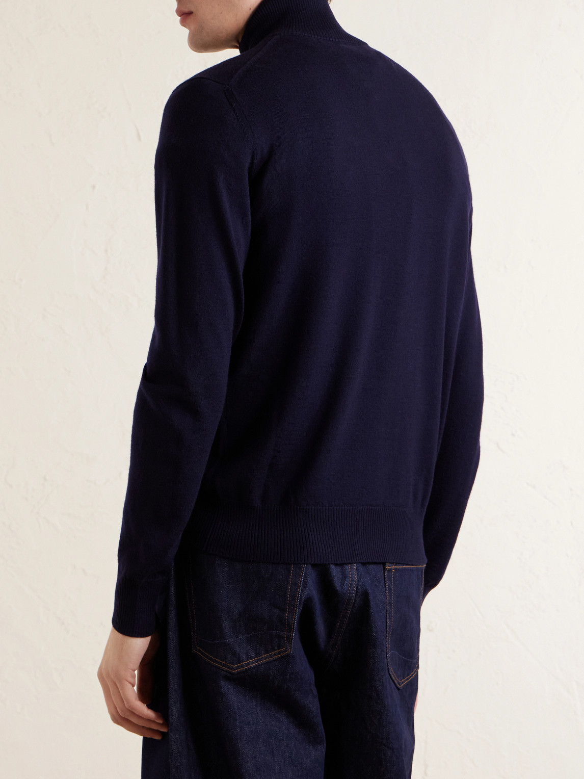 Linton Logo-Embroidered Wool Half-Zip Sweater