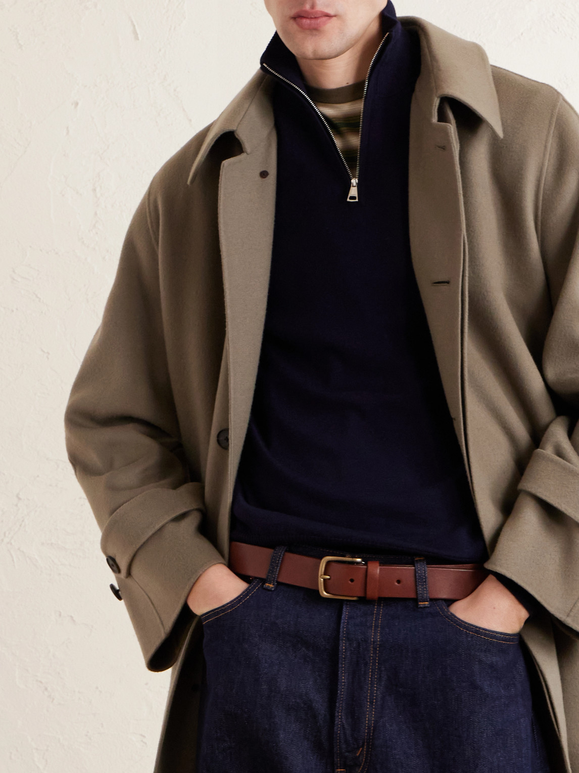Linton Logo-Embroidered Wool Half-Zip Sweater