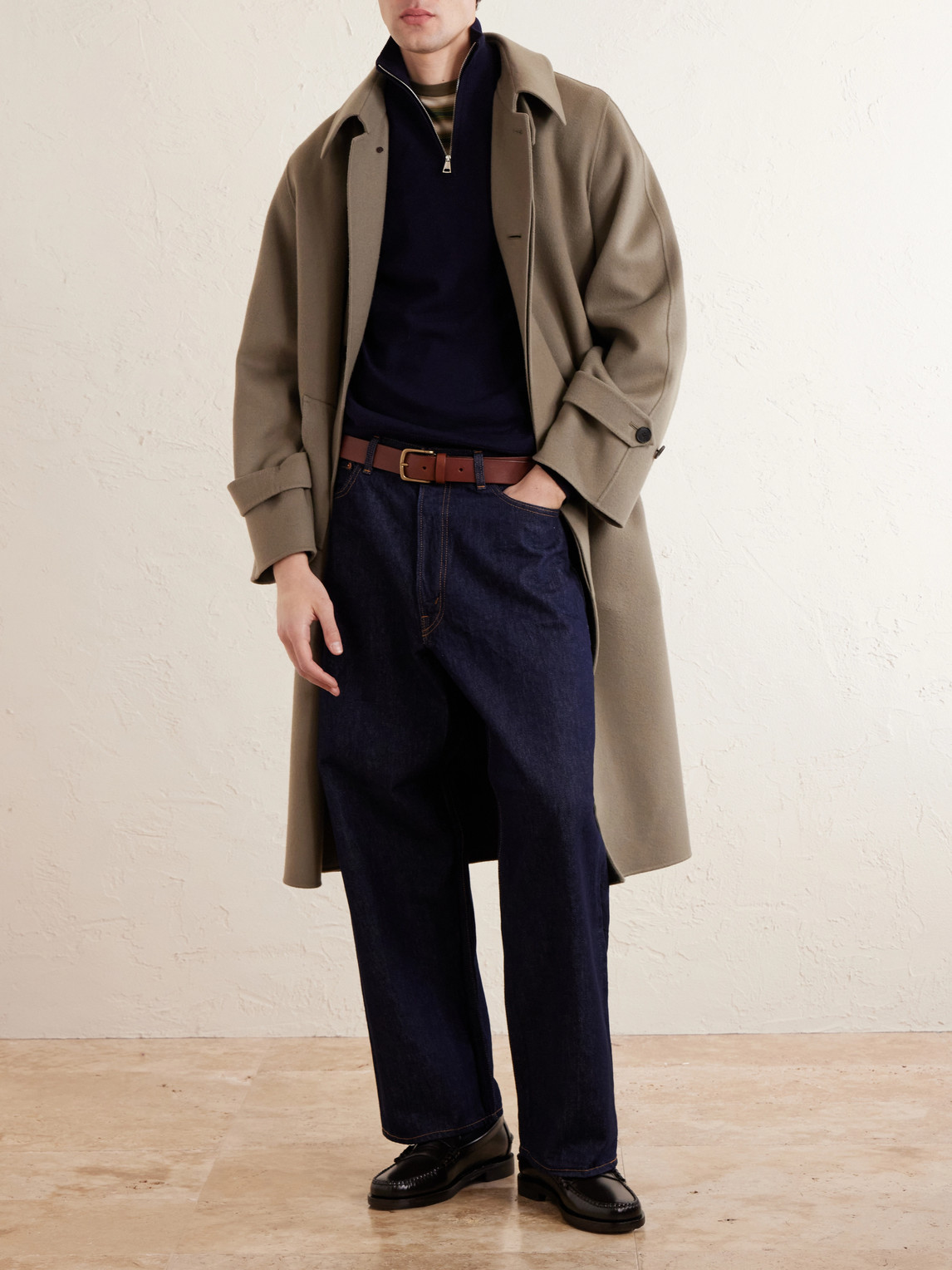 Linton Logo-Embroidered Wool Half-Zip Sweater