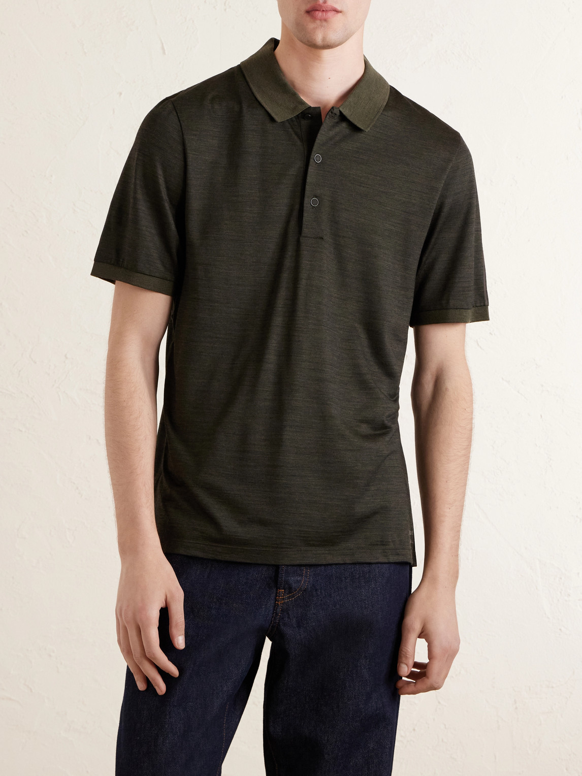  Purdey - Merino Wool And Lyocell-blend Piqué Polo Shirt - Men - Green - S 