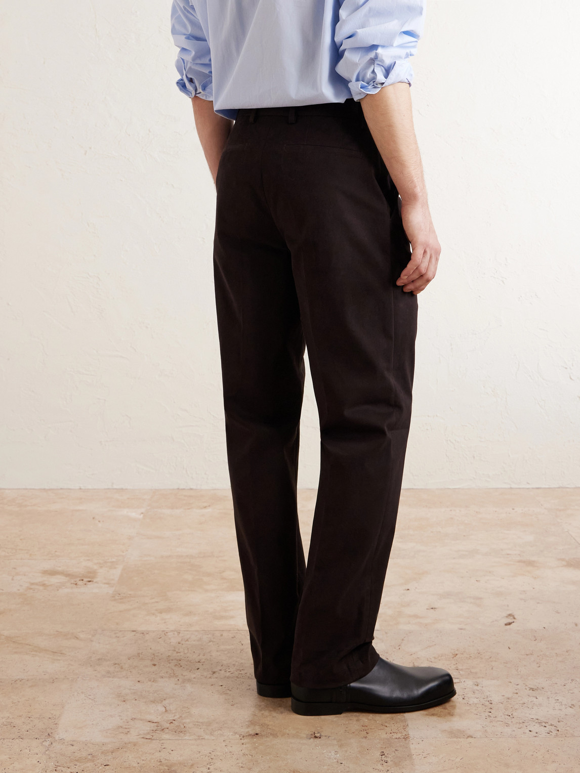 Straight-Leg Stretch Cotton-Twill Trousers