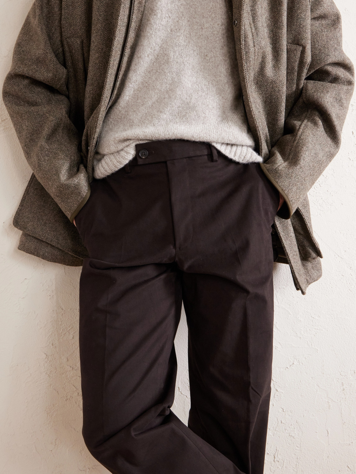 Straight-Leg Stretch Cotton-Twill Trousers