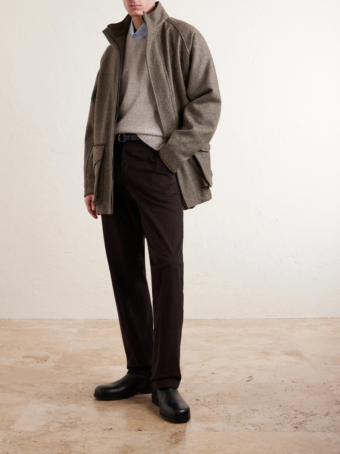 Straight-Leg Stretch Cotton-Twill Trousers