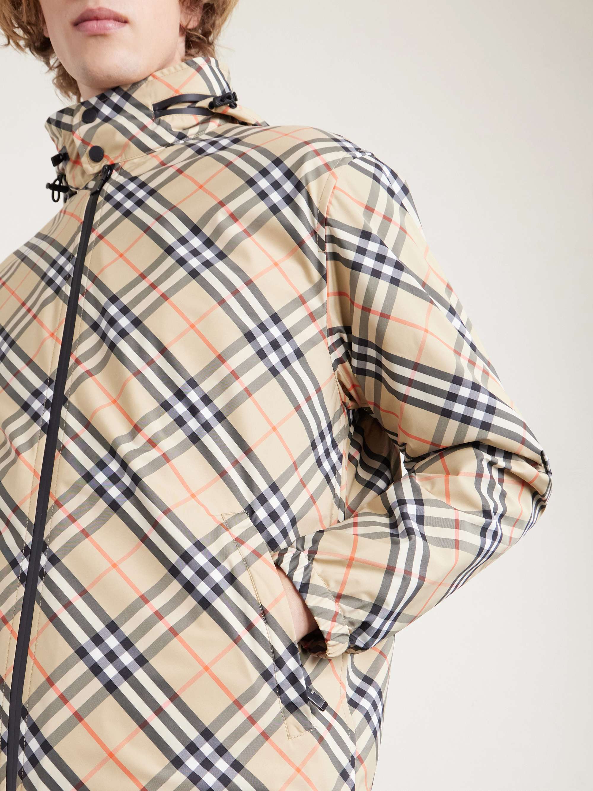 BURBERRY Hooded Checked Shell Jacket for Men | MR PORTER