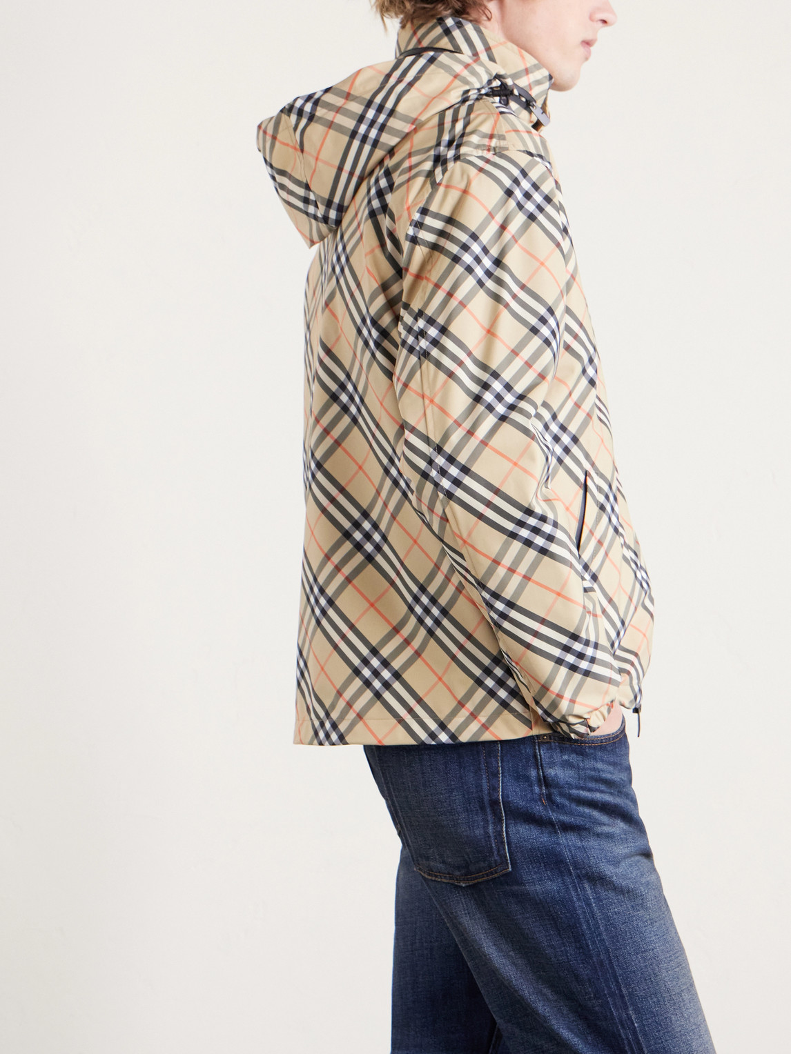 Hooded Checked Shell Jacket