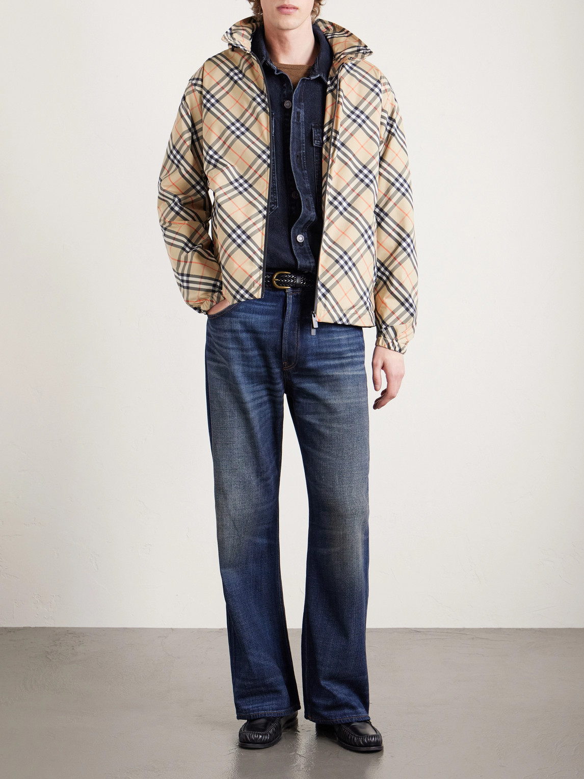Hooded Checked Shell Jacket
