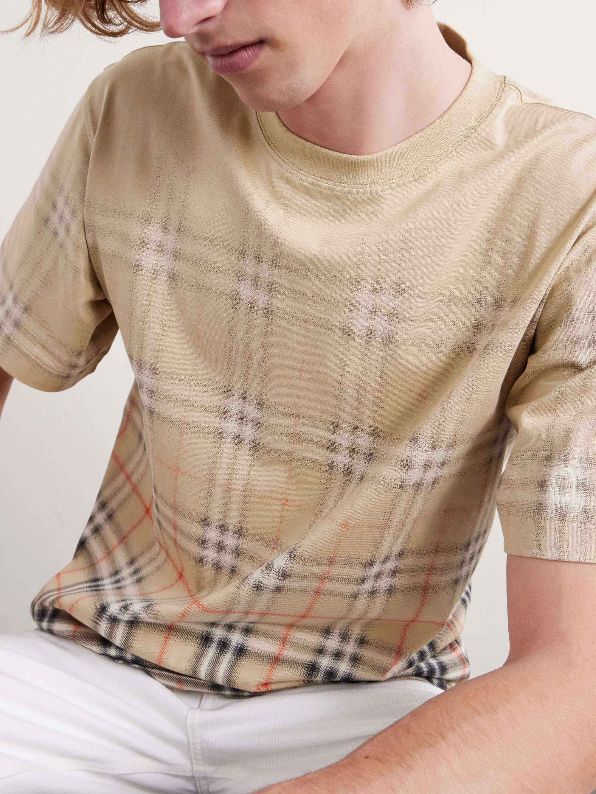 BURBERRY Checked Cotton-Jersey T-Shirt for Men | MR PORTER US