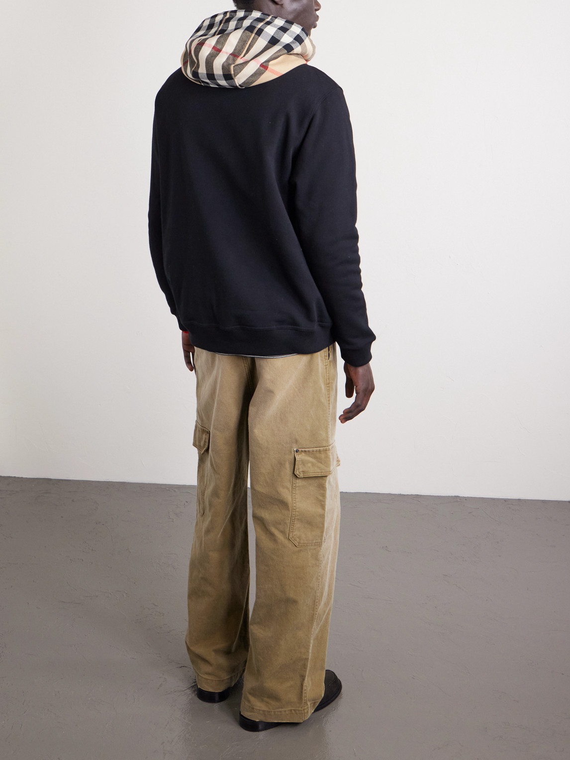 Checked Cotton-Jersey Zip-Up Hoodie
